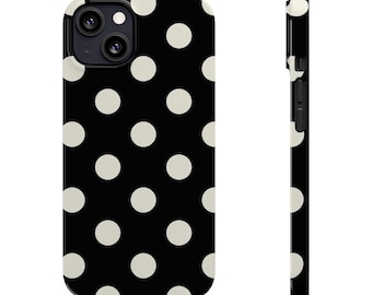 Black and White Polka Dote iPhone Case - Trendy Gift for Fashion Lovers, Minimalist Mobile Accessories, Perfect for Everyday Use