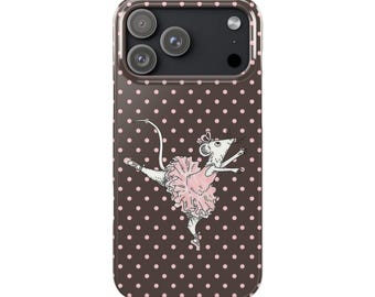 Angelina Ballerina Ballett Maus Brown Polka Dot Slim iPhone Hülle | Polka Dot Ballett Design Cartoon Vintage Tänzerin