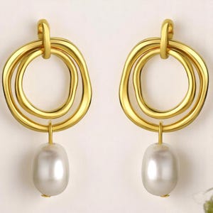 925 Sterling Silver Pearl Dangling Earrings , June Birthstone