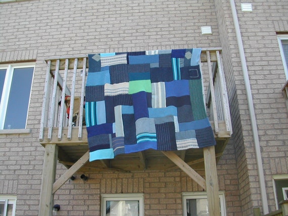Recycled handcrafted 100 percent felted wool throw, I've Got The Blues