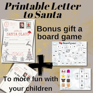 Briefsjabloon kerstman met uitgesneden envelop, kerstactiviteit + GRATIS afdrukbaar spelbord, pdf direct te downloaden, perfect familiecadeau