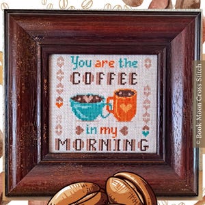 Morning Coffee counted cross stitch pattern: Intertwined Cups (PDF Download)