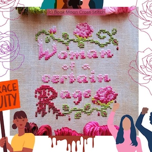 Patrón de punto de cruz contado de Furia Feminista: Gráfico de poder de la Rosa y la Anciana (Descarga PDF)