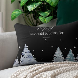 Custom Engagement Lumbar Pillow: Personalized Newlywed Gift