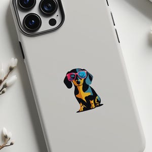 Minimalistic Dachshund Phone Case, Grey Phone case for dog lovers, Puppy Dog Phone Case, Funny cover for pet lovers, iPhone Samsung Galaxy