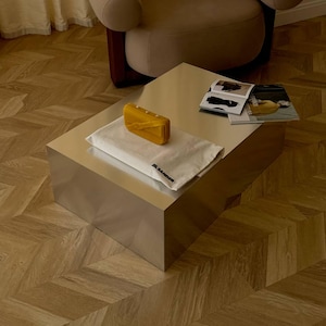 Metal coffee table. Aluminium table.  Living room table. Modernminimalism furniture. Side table.