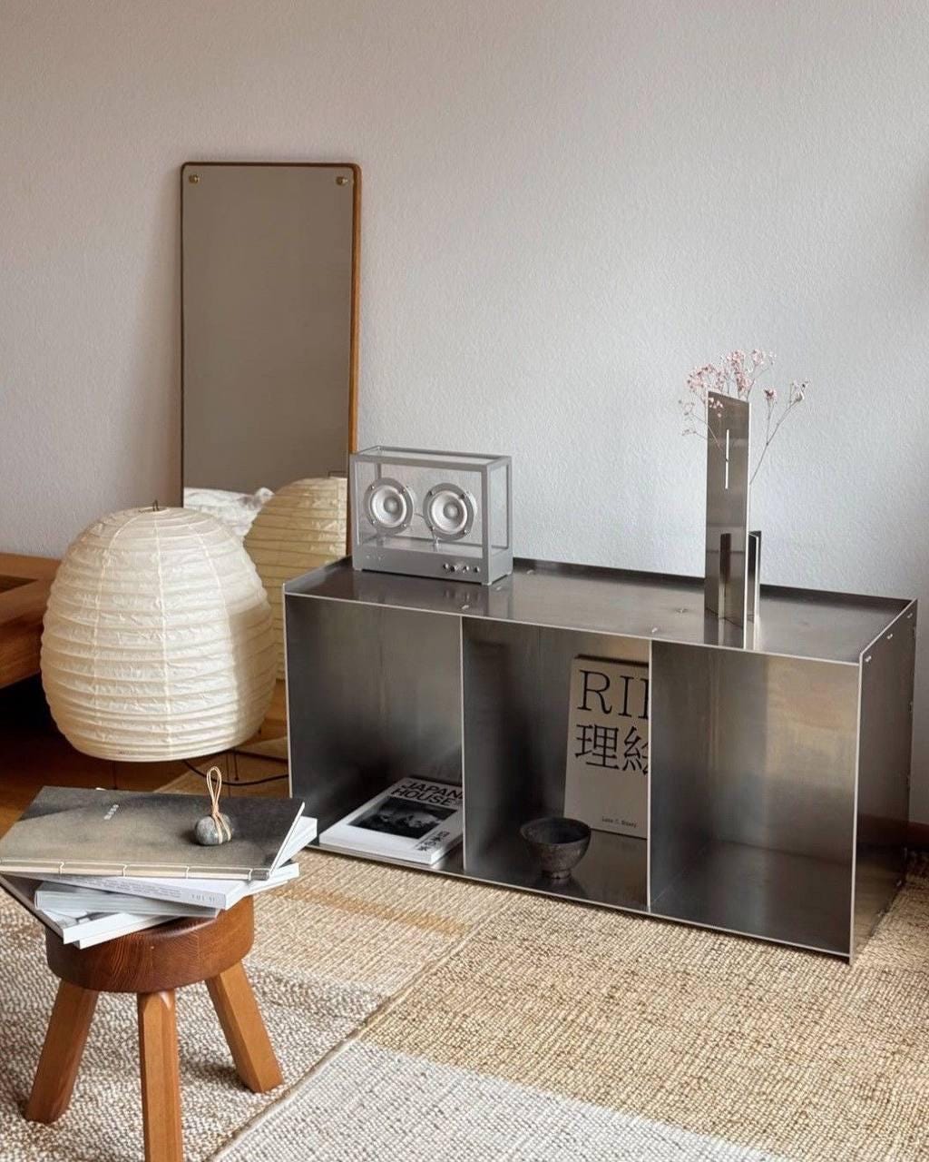 Picture of Stainless Steel Shelf. Minimalist Metal Bookcacase. Loft Style ...