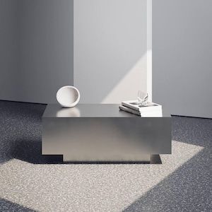 Modern Brushed Metal Coffee Table. Minimalist Geometric Design. Handmade Statement Piece. TV Table. Aluminium furniture