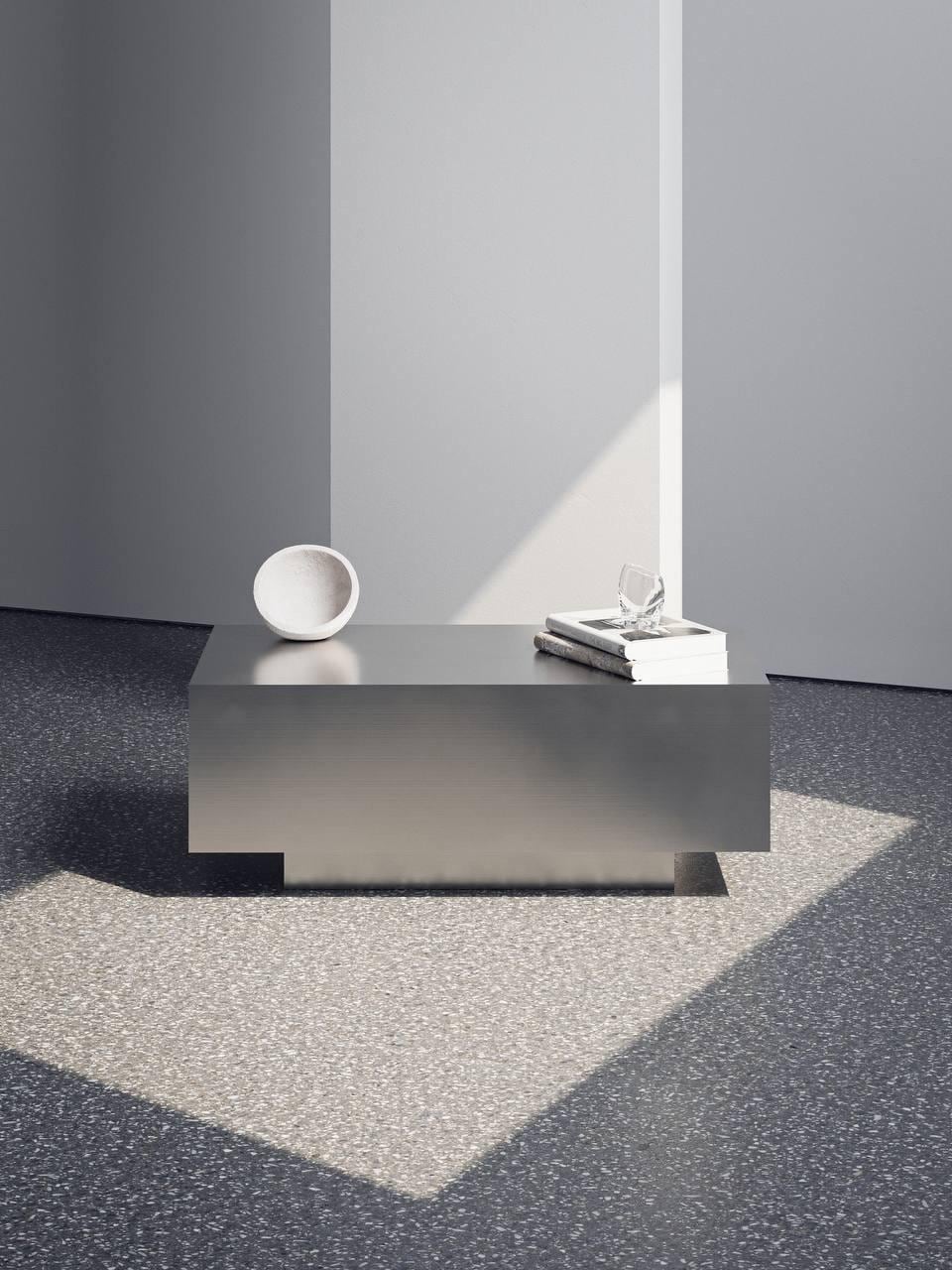 Modern Brushed Metal Coffee Table. Minimalist Geometric Design. Handmade Statement Piece. TV Table. Aluminium furniture