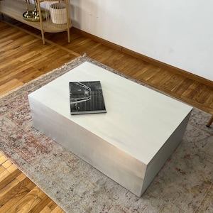 Metal table. Coffee table. Aluminium living room decor. Minimalist furniture. Modern home decor