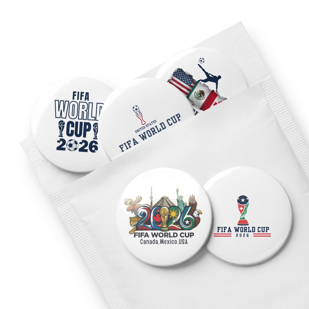 Set of 5 Fifa World Cup Pin Buttons, Fifa World Cup 2026 USA Canada ...