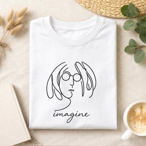 Imaginez le t-shirt, le t-shirt minimaliste de dessin au trait de musicien, la chemise esthétique de rock classique, la chemise minimaliste, le cadeau de fan de musique rétro des années 70