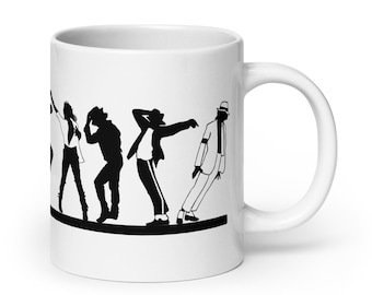 MJ mug, MJ Silhouette mug, Pop music cup, Music Lover Gift, Retro Dance Graphic mug,White glossy mug