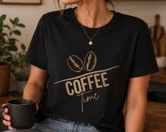 Coffee Time T-Shirt, minimalistisches Kaffeeliebhaber-T-Shirt, Geschenk für Kaffeeliebhaber, Valentinstagsgeschenk
