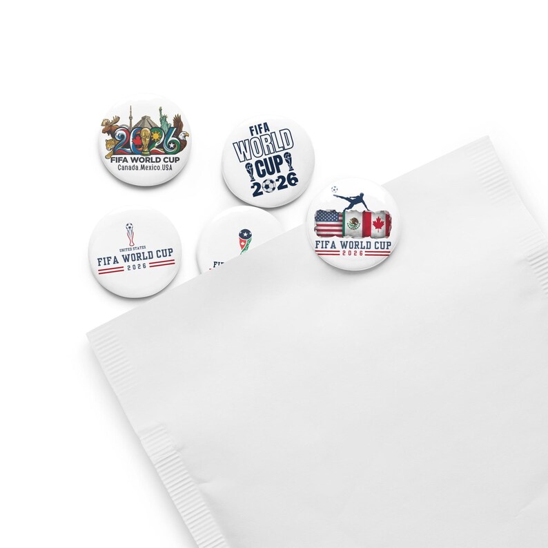 Set of 5 Fifa World Cup Pin Buttons, Fifa World Cup 2026 USA Canada ...