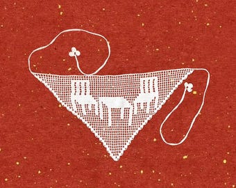Crochet Filet Bandana - Lace Headscarf - Cotton Lace Kerchief - Handmade Filet Crochet - Filet Waist Apron - table chair pattern crochet
