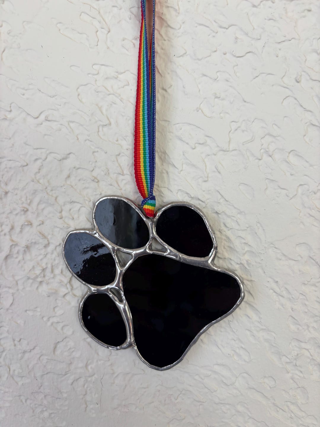 Stained Glass Paw Print Suncatcher~ Man’s Best Friend~ Rainbow Bridge ...