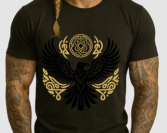 Viking Sun Raven T-Shirt – Celtic Knot Bird Symbol Shirt – Norse Mythology Spirit Animal Tee Unisex S–4XL Gift