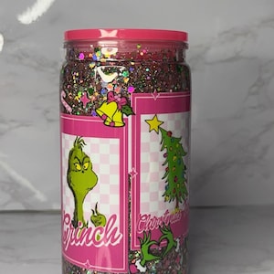 Pink Grinch Snow Globe Tumbler