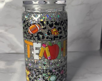 Vaso con forma de bola de nieve para profesores – Vaso de 473 ml con purpurina y flujo suspendido, regalo para profesores