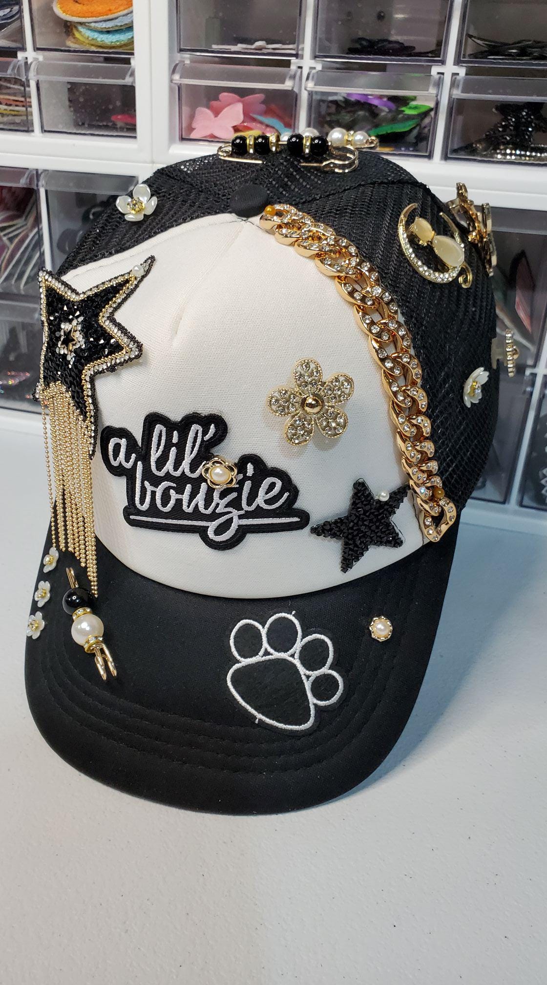 Gorgeous couture designer hats! All that bling Elonmo Womens Lace Flowers Baseball Cap with Jewel  main image 2
