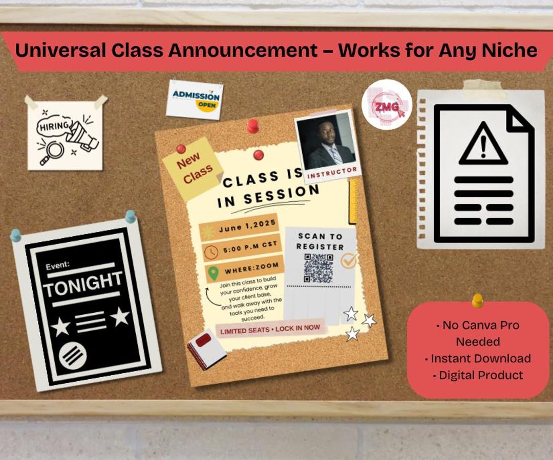Editable Class Flyer Template: Canva Course Announcement (digital ...