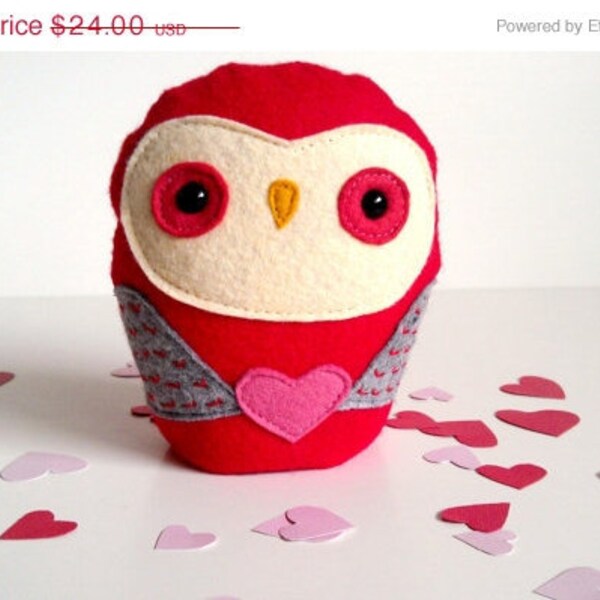 20% OFF SALE Last one - Discontinued Limited Edition - Lola the Love Owl - Special Valentine's Edition - Made to Order