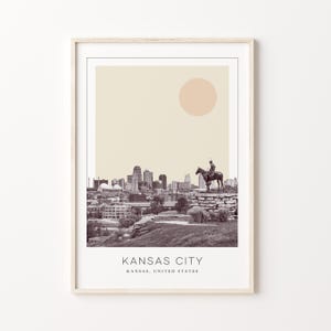 Kansas City Poster Print, Kansas City Travel Poster, Kansas City Minimalistic Wall Art, Kansas City, Kansas, United States