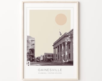 Gainesville Poster Print, Gainesville Travel Poster, Gainesville Minimalistic Wall Art, Gainesville, Florida, United States