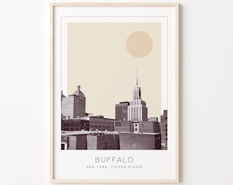 Buffalo Poster Print, Buffalo Travel Poster, Buffalo Minimalistic Wall Art, Buffalo, New York, United States