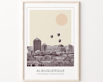 Albuquerque Poster Print, Albuquerque Travel Poster, Albuquerque Minimalistic Wall Art, Albuquerque, New Mexico, United States