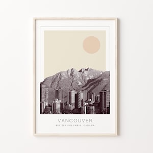 Vancouver Poster Print, Vancouver Travel Poster, Vancouver Minimalistic Wall Art, Vancouver, British Columbia, Canada