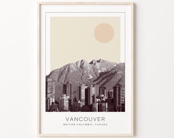 Vancouver Poster Print, Vancouver Travel Poster, Vancouver Minimalistic Wall Art, Vancouver, British Columbia, Canada