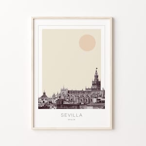 Sevilla Poster Print, Sevilla Travel Poster, Sevilla Minimalistic Wall Art, Sevilla, Spain