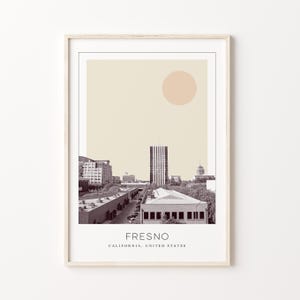Fresno Poster Print, Fresno Travel Poster, Fresno Minimalistic Wall Art, Fresno, California, United States