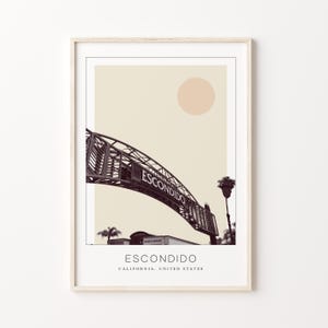 Escondido Poster Print, Escondido Travel Poster, Escondido Minimalistic Wall Art, Escondido, California, United States