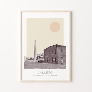 Vallejo Poster Print, Vallejo Travel Poster, Vallejo Minimalistic Wall Art, Vallejo, California, United States
