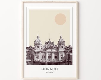 Impression d'affiche de Monaco, affiche de voyage de Monaco, art mural minimaliste de Monaco, Monaco, Monaco