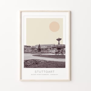 Stuttgart Poster Print, Stuttgart Travel Poster, Stuttgart Minimalistic Wall Art, Stuttgart, Baden-Württemberg, Germany