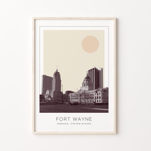 Fort Wayne Poster Print, Fort Wayne Travel Poster, Fort Wayne Minimalistic Wall Art, Fort Wayne, Indiana, United States