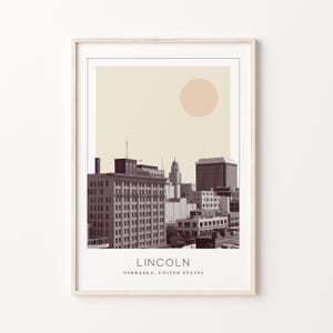 Lincoln Poster Druck, Lincoln Reiseplakat, Lincoln Minimalistische Wandkunst, Lincoln, Nebraska, Vereinigte Staaten