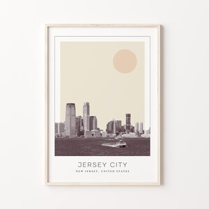 Jersey City Poster Print, Jersey City Travel Poster, Jersey City Minimalistic Wall Art, Jersey City, New Jersey, United States