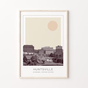 Huntsville Poster Print, Huntsville Travel Poster, Huntsville Minimalistic Wall Art, Huntsville, Alabama, United States