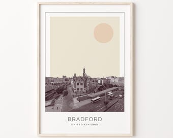 Bradford Poster Print, Bradford Travel Poster, Bradford Minimalistic Wall Art, Bradford, United Kingdom
