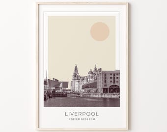 Liverpool Poster Print, Liverpool Travel Poster, Liverpool Minimalistic Wall Art, Liverpool, United Kingdom