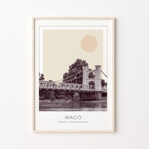 Waco Poster Print, Waco Travel Poster, Waco Minimalistic Wall Art, Waco, Texas, United States