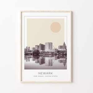 Newark Poster Print, Newark Travel Poster, Newark Minimalistic Wall Art, Newark, New Jersey, United States