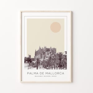 Palma de Mallorca Poster Print, Palma de Mallorca Travel Poster, Palma de Mallorca Minimalistic Wall Art, Balearic Islands, Spain