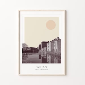Wigan Poster Print, Wigan Travel Poster, Wigan Minimalistic Wall Art, Wigan, United Kingdom