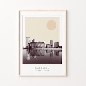 Salford Poster Print, Salford Travel Poster, Salford Minimalistic Wall Art, Salford, United Kingdom